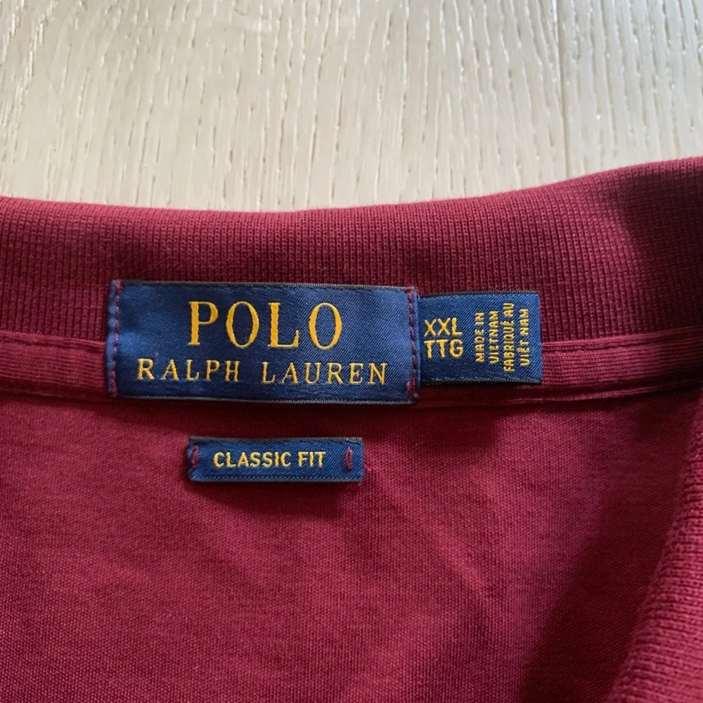 Polo Ralph‎ Lauren Mens XXL Classic Fit Burgundy Maroon Cotton Polo Shirt Pony